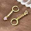 Brass Micro Pave Cubic Zirconia Hoop Dangle Earrings KK-CBA8324-07G-01-2
