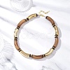 12MM Two Tone Acrylic & CCB Plastic & Coconut Curved Tube Beaded Necklaces for Women NJEW-JN05373-01-1