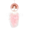 Natural Carnelian & Synthetic Cherry Quartz Glass Tree of Life Hanging Ornaments PW-WG38540-05-1