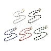 Moon with Evil Eye Enamel Link Chain Necklace NJEW-G117-02G-1