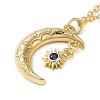 Golden Brass Crescent Moon Pendant Necklace with Rhinestone NJEW-Z015-01B-G-3