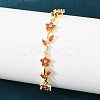 Brass Pave Cubic Zirconia Flower Link Chain Bracelets for Women KK-CBA68DA-14G-01-2