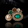 Oval Alloy Colorful Rhinestone Brooches for Backpack Clothes PW-WGDD76F-01-1