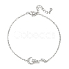 Brass Micro Pave Clear Cubic Zirconia Moon Star Link Bracelets KK-CBA6980-25P-4