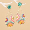 Bohemian Style Alloy Glass Seed Beaded Dangle Stud Earrings FS-WG9BF4A-01-1