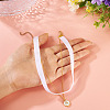 Alloy White Enamel Flat Round with Letter A Pendant Single Face Velvet Ribbon & 304 Stainless Steel Chain Double Layered Necklaces for Women NJEW-TAC0040-5