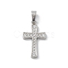 304 Stainless Steel Micro Pave Cubic Zirconia Pendants STAS-Z107-08P-09-1