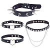 4Pcs 4 Styles Gothic Style Spiked Rivet Imitation Leather Chocker Necklaces NJEW-CL0001-19-1