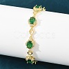 Brass Pave Cubic Zirconia Heart Flower Link Chain Bracelets for Women KK-CBA68DA-13G-04-3