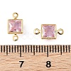 SHEGRACE Brass Pave Cubic Zirconia Square Connector Charms XGRQ2O093-440E-G-3