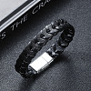 Leather Woven Flat Cord Bracelets PW-WG42872-01-1