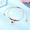 Adjustable Handmade MIYUKI Glass Seed Beads & Natural Agate Charm Bracelets BJEW-MZ00248-03-1