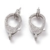 Brass Micro Pave Clear Cubic Zirconia Lobster Claw Clasps KK-C100-43G-5
