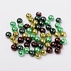 Choc-Mint Mix Pearlized Glass Pearl Beads HY-X006-8mm-04-2