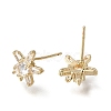 Brass Pave Cubic Zirconia Stud Earring Findings CU-CBAE189-04G-2