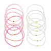 Pink Color Palette Glass Seed Beaded Stretch Bracelet Sets BJEW-MZ00102-4