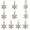 10Pcs Brass Micro Pave Clear Cubic Zirconia Snowflake Pendants KK-BBC0021-79-6