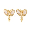 Brass Micro Pave Cubic Zirconia Shell Stud Earrings Findings KK-D363-01C-G-1