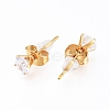 Brass Cubic Zirconia Pendant Necklace & Stud Earring Jeweley Sets SJEW-L154-11G-8