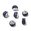 Polymer Clay Rhinestone European Large Hole Beads with Silver Color Plated Brass Cores FPDL-R002-07-1
