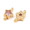 Brass Pave Pearl Pink Cubic Zirconia Connector Charms KK-CBA2DE6-04G-14-2