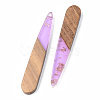 Transparent Resin & Walnut Wood Pendants RESI-S389-039A-B01-2