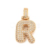 Brass Micro Pave Clear Cubic Zirconia Pendants KK-B099-01G-R-1
