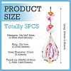 3Pcs Crystal Glass Hanging Sun Catcher AJEW-TADJ0001-08D-4