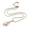 304 Stainless Steel with Acrylic Pearl Shell Shape Pendant Necklaces NJEW-G184-01G-4