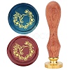 Brass Wax Seal Stamp with Wood Handle AJEW-WH0412-0037-1