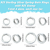 4Pcs 4 Styles 925 Sterling Silver Spring Gate Rings STER-SC0001-51-2