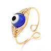 Copper Wire Wrapped Handmade Lampwork Adjustable Rings for Women or Men RJEW-JR00389-2