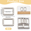8Pcs Zinc Alloy Rectangle Buckle Ring PURS-SP0001-05P-2
