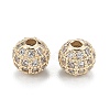 Brass Micro Pave Clear Cubic Zirconia Beads ZIRC-D274-02G-01-1
