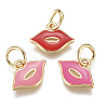 Real 18K Gold Plated Brass Enamel Charms KK-F810-01G-1