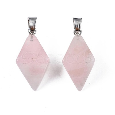 Natural Rose Quartz Pendants G-N326-107A-1