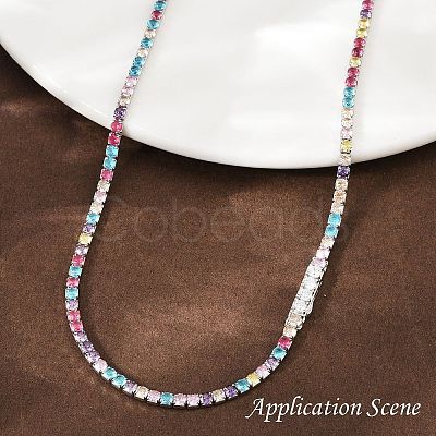 925 Sterling Silver Colorful Cubic Zirconia Chains STER-C016-02A-P01-1