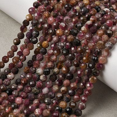 Natural Red Tourmaline Beads Strands G-A318-A01-4mm-02-1
