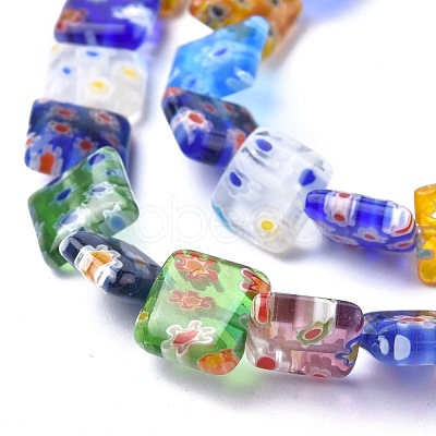 Square Handmade Millefiori Glass Beads Strands LK-R004-14-1