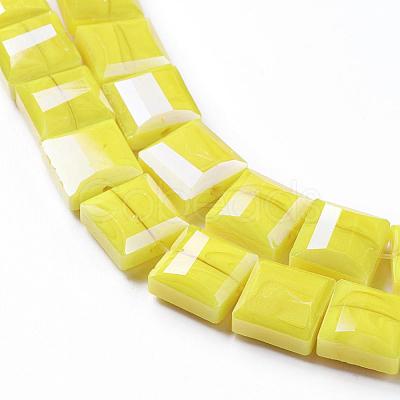 Electroplate Opaque Solid Color Glass Beads Strands EGLA-M020-06-1