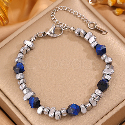 304 Stainless Steel and Acrylic Nuggets Beaded Bracelets for Men WG97E6A-01-1