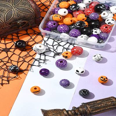 Printed Wood European Beads WOOD-FS0001-30-1