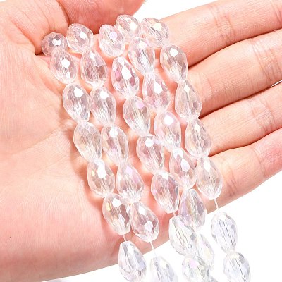 Electroplate Glass Beads Strands EGLA-D015-12x8mm-01-1