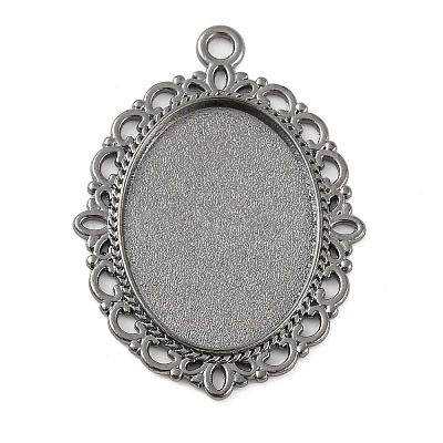Tibetan Style Oval Alloy Pendant Cabochon Settings TIBEP-Q054-44B-RS-1