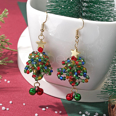 Glass Seed Beaded Dangle Earrings EJEW-MZ00170-1