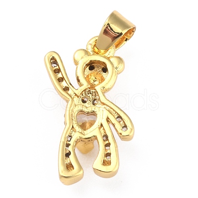 Brass Clear Cubic Zirconia Pendants ZIRC-J025-81G-1