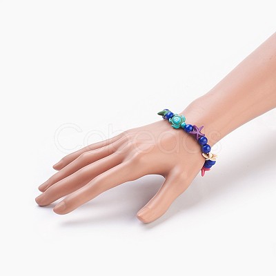 Synthetic Turquoise(Dyed) Beads Kids Stretch Bracelets BJEW-JB03889-1