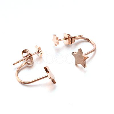 304 Stainless Steel Ear Studs EJEW-P045-14RG-1