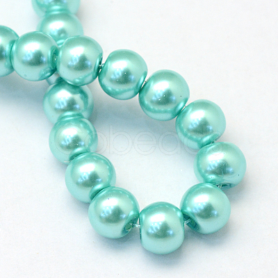 Baking Painted Pearlized Glass Pearl Round Bead Strands X-HY-Q003-6mm-65-1