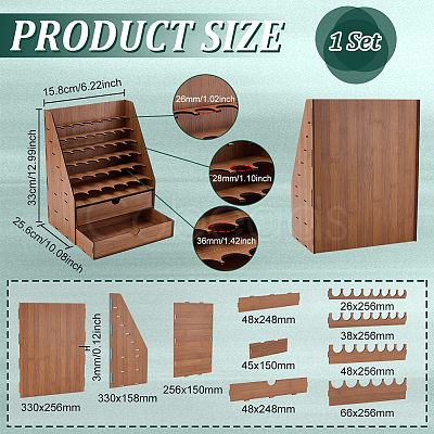 Veneer Board Test Tube Holder Display Racks AJEW-WH0609-041-1